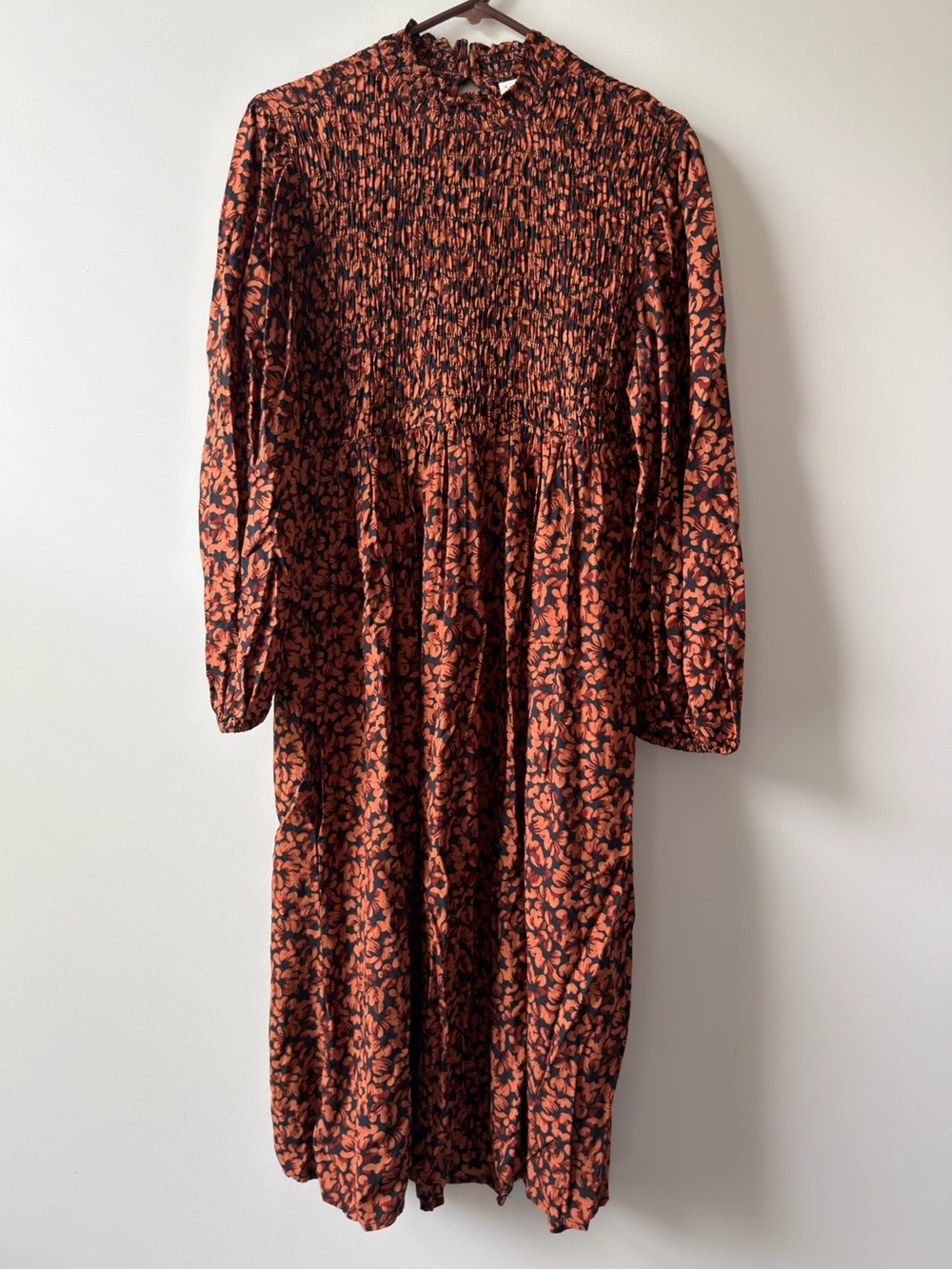 a new day Smocked High-Neck Floral Midi Dress